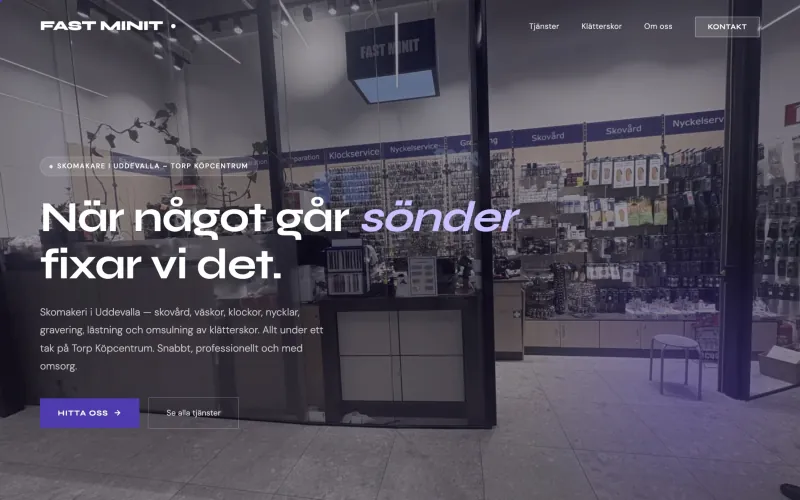 Fast Minits startsida på dator