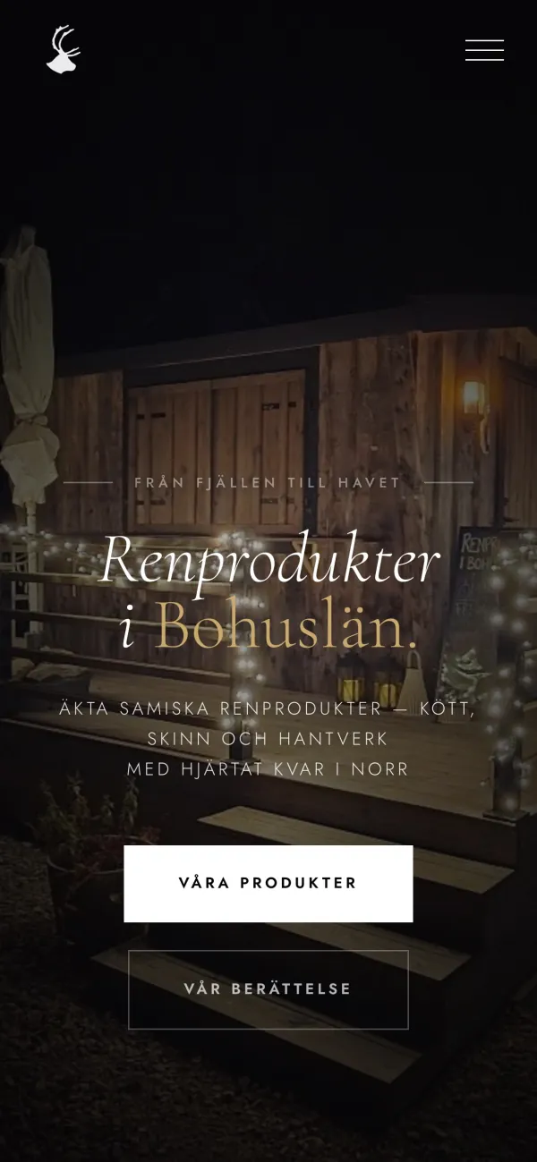 Renprodukter Bohusläns startsida i mobilen